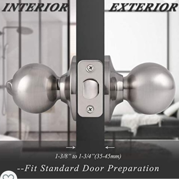 NIB Brushed Nickel Door knobs keyless privacy lock interior - Picture 2 of 7